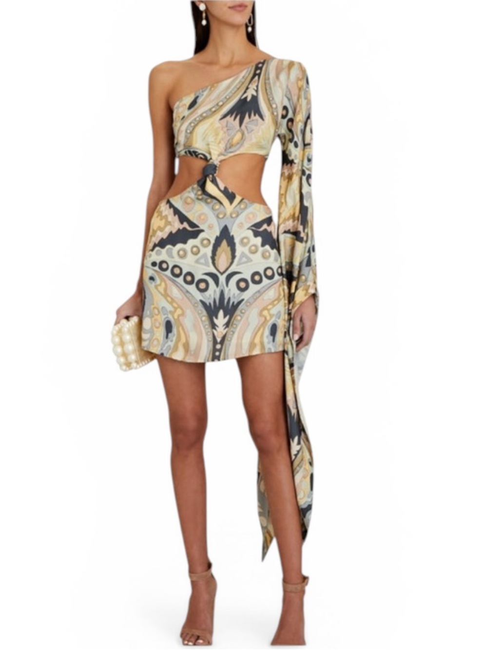 CULT GAIA
Lucy Asymmetric Cutout Printed Mini Dress